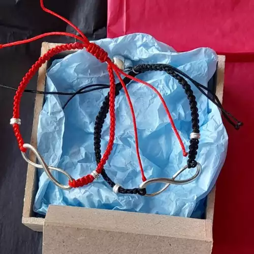 Pulseras parejas infinito plata 925 macramé