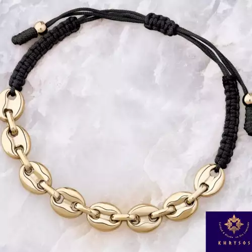 Pulso ancla tejido oro laminado 18k ajustable