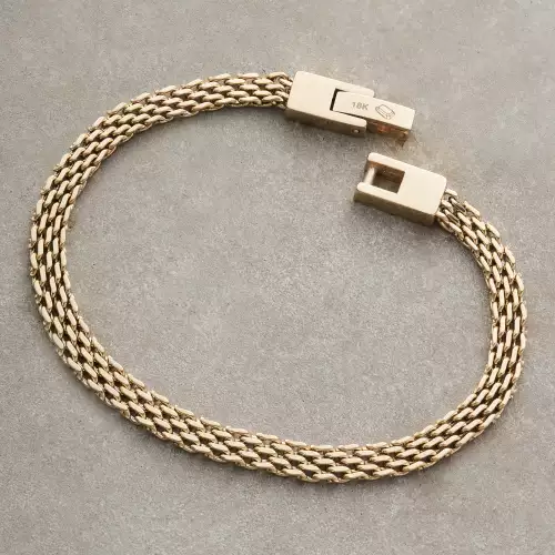 Pulso chinesco tejido robusto 4mm y 6mm oro laminado