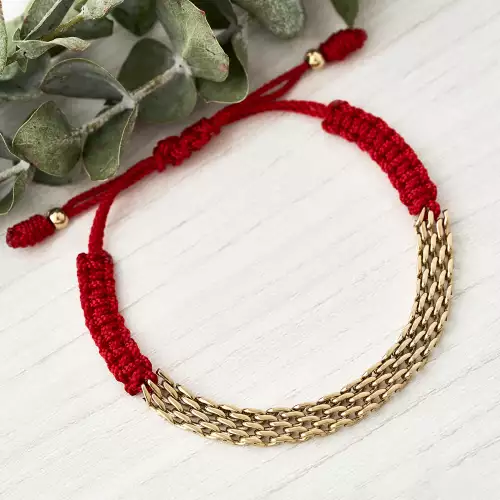 Pulso Chinesco tejido oro laminado 18k ajustable