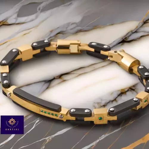 Pulso Dominus en oro 18k con gemas verdes