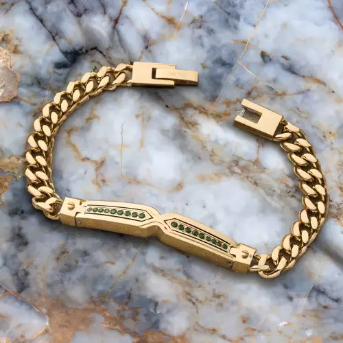 Pulso Olimpo en oro con gemas verdes 6mm