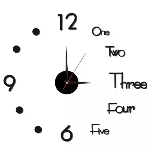 Reloj pared decorativo adhesivo minimalista negro