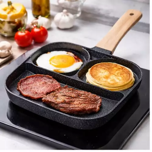 Sartén antiadherente 3 compartimentos para desayuno