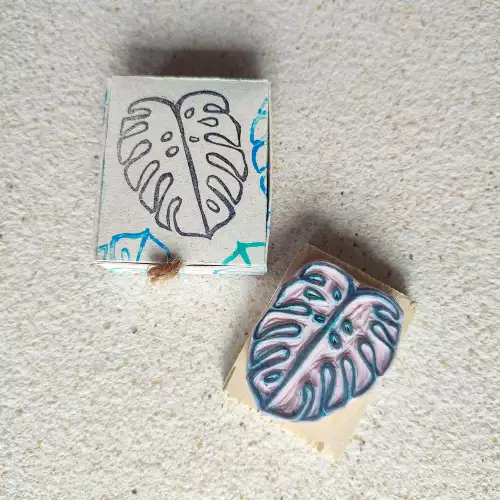 Sello hoja monstera deliciosa artesanal 4x5 cm