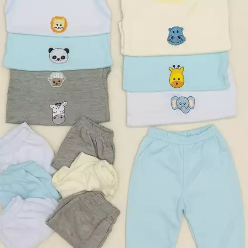 Set 14 prendas para bebé con bordados de animalitos