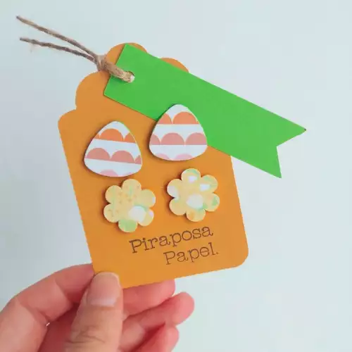 Set 2 aretes papel alegría hipoalergénicos agua