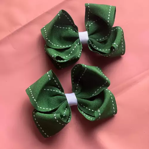 Set 2 moños boutique verde elegante con pinza