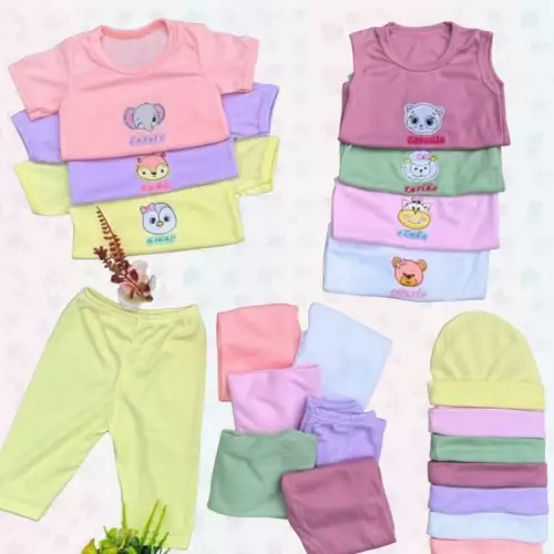 Set 21 prendas para bebé niña con bordados pastel