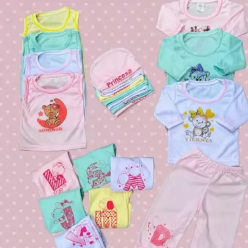 Set 21 prendas para bebé niña con estampados pastel