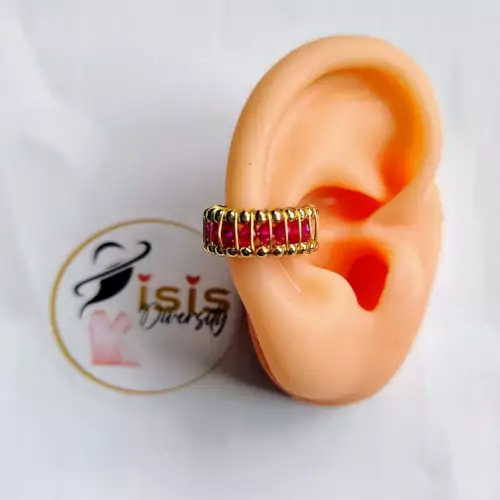 Set 3 ear cuff tejidos covergold y mostacilla