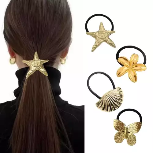 Set 4 ponycuffs metálicos diseños surtidos para cabello