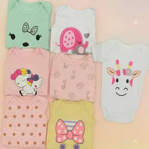 Set 7 bodys para bebé niña con estampados tiernos