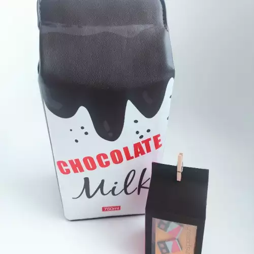 Set bolso cajita leche chocolate con aretes a juego