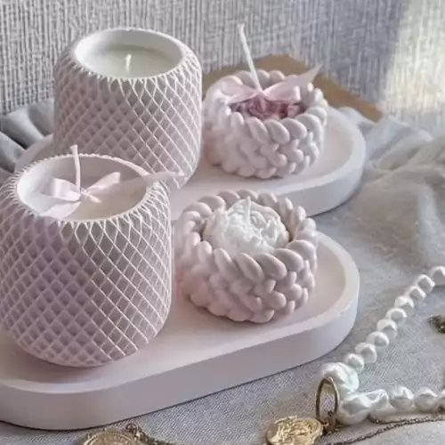 Set Coquet decorativo con velas y bandeja