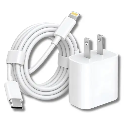 Set De Adaptador De Corriente 20W Y Cable USB-C A Lightning Combo Original Apple