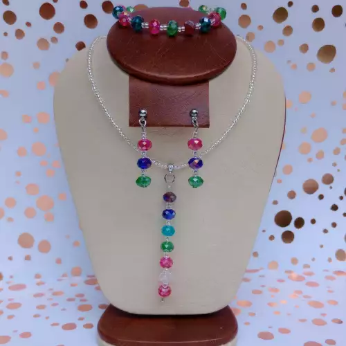 Set de collar, aretes y pulsera murano multicolor