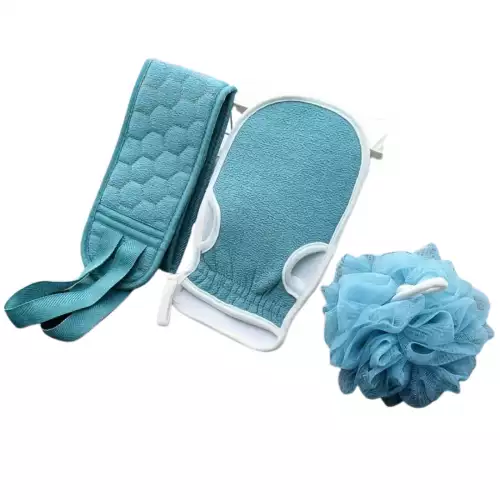 Set Exfoliacion Baño 3 Piezas CELESTE