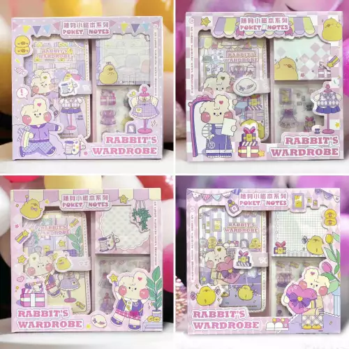 Set papelería kawaii con agenda y stickers