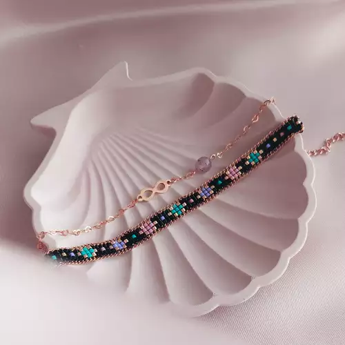 Set pulseras infinito con amatista y miyuki