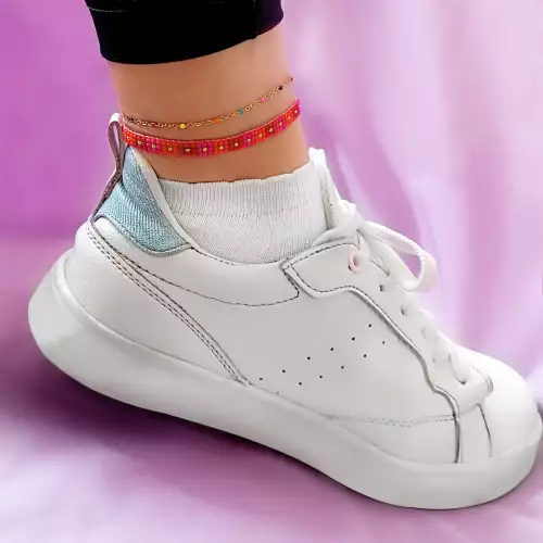 Set tobilleras Love acero mostacilla tejido mano