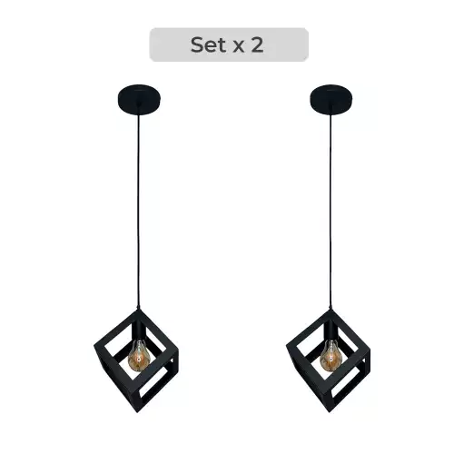 Set x2 Lámpara de Techo Charlote Cubo Cuadrado Diseño Decorativo Moderno
