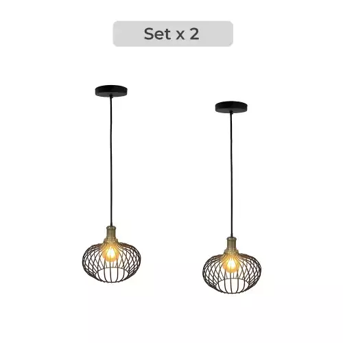 Set x2 Lámpara Decorativa de techo Palu con Base Rejilla y Acabado Personalizado