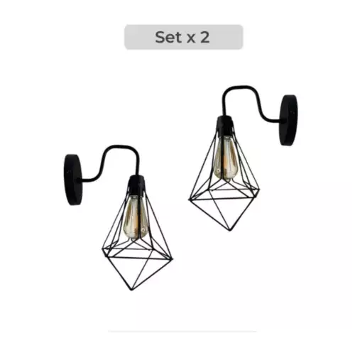 Set x2 Lámpara Rejilla Vintage Breanda Muro Mediana – Estilo Único para Espacios Modernos