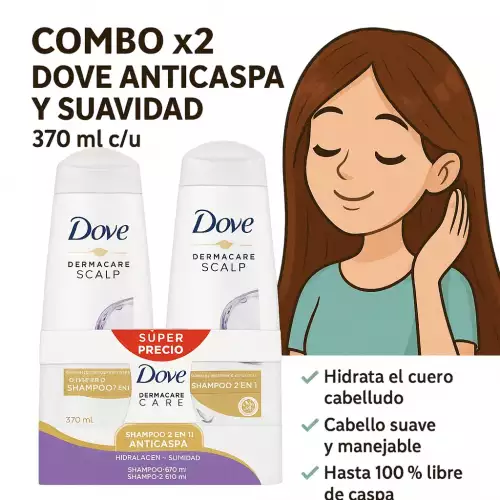 Shampo Dove Anticaspa y Suavidad X370Ml - 2 Unidades