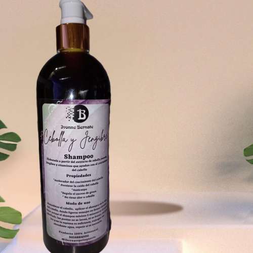 Shampoo de cebolla y jengibre 500 ml (cabello graso) La Plaza Morada