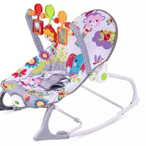 Silla mecedora vibradora musical para bebé con barra de juguetes
