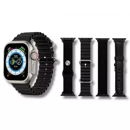 Smartwatch Ultra 4 En 1 Pantalla 2.03" Con 4 Correas Intercambiables