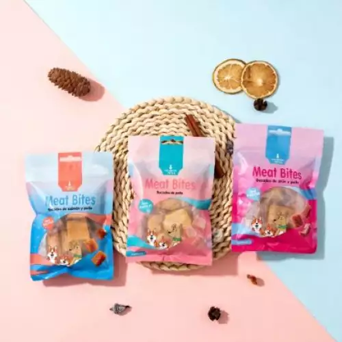 Snack premium pollo atún gatos perros paquete 3