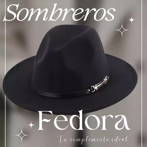 Sombrero Fedora unisex negro fieltro ajustable