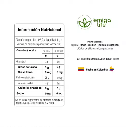 Stevia en polvo Sabor Natural x 160g Emigalife