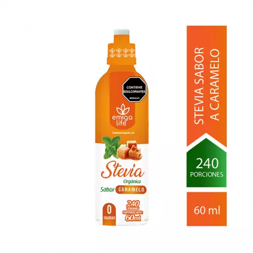 Stevia Líquida Cero Calorías Sabor a Caramelo x 60 ml Emigalife