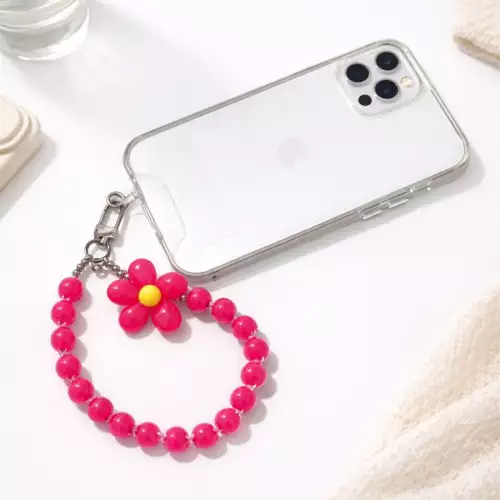 Strap colgante para celular fucsia con piedras brillantes