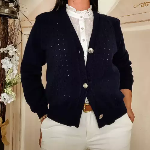SUETER | CARDIGAN ABIERTO AZUL OSCURO