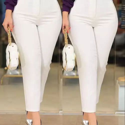 pantalon de pinzas control abdomen blanco