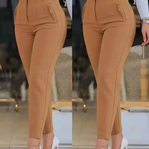 pantalones de pinzas  control abdomen Terracota.