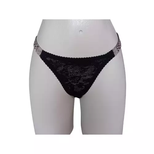 Tanga Hilo Negra Encaje Top Secret