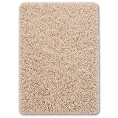 Tapete Decorativo Peludo Tipo Peluche Mediano Alfombra Acolchada Para Sala Y Habitación Beige