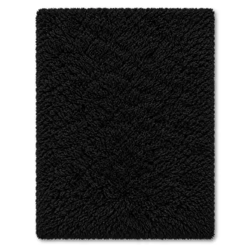 Tapete Decorativo Peludo Tipo Peluche Mediano Alfombra Acolchada Para Sala Y Habitación Negro