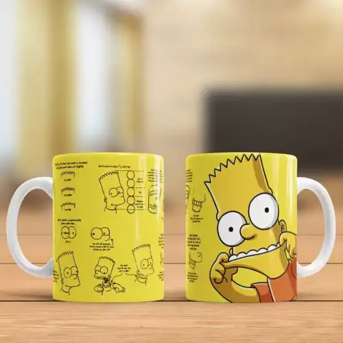 Taza Bart Simpson cerámica amarilla premium