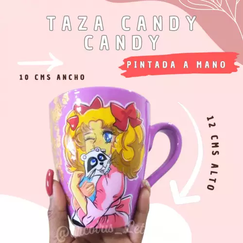 Taza Candy Candy pintada a mano con detalles dorados