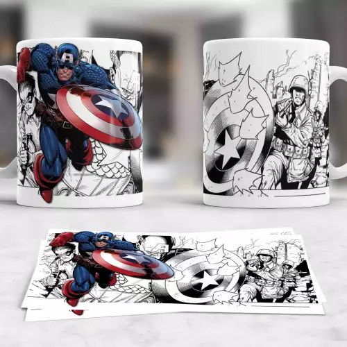 Taza Capitán América cerámica con diseño cómics