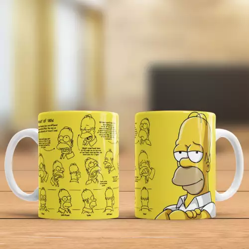 Taza Homero Simpson cerámica amarilla premium