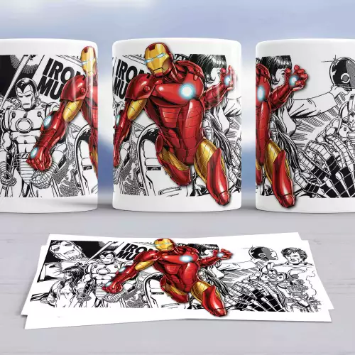 Taza Iron Man cerámica premium diseño Marvel