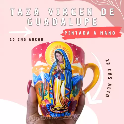 Taza Virgen de Guadalupe pintada a mano 600 ml