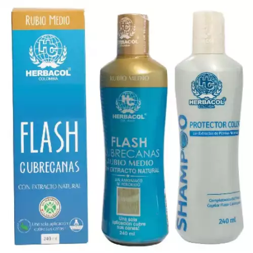 Tinte cubrecanas rubio medio 240 ml con shampoo protector
